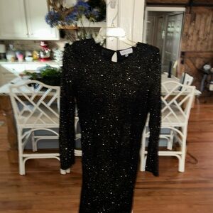 Gibson Latimer Glittering Black Long Sleeve Dress